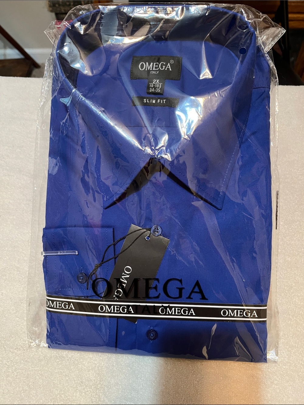 Omega Men’s Slim Fit Cobalt Blue Dress Shirt